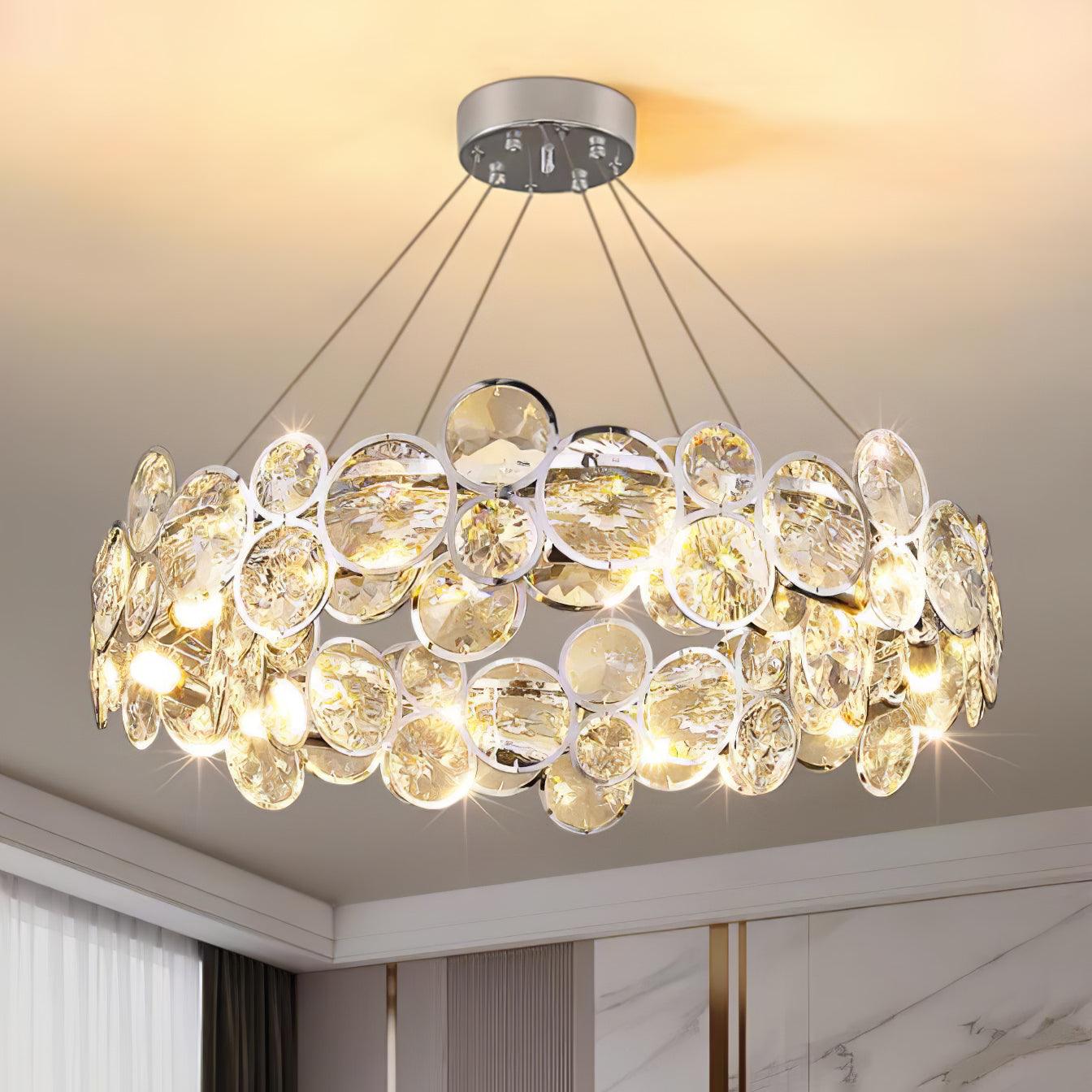 Chrome Round Crystal Chandelier - Lamp Outdoor