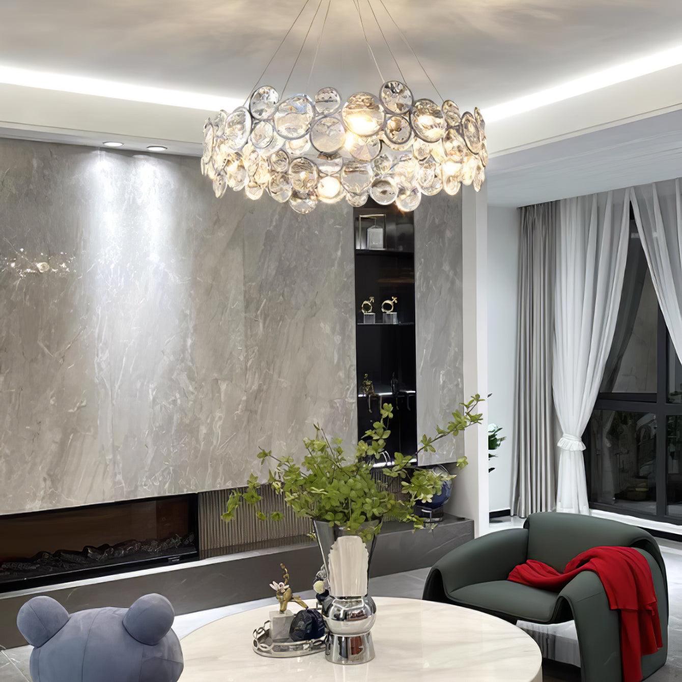 Chrome Round Crystal Chandelier - Lamp Outdoor
