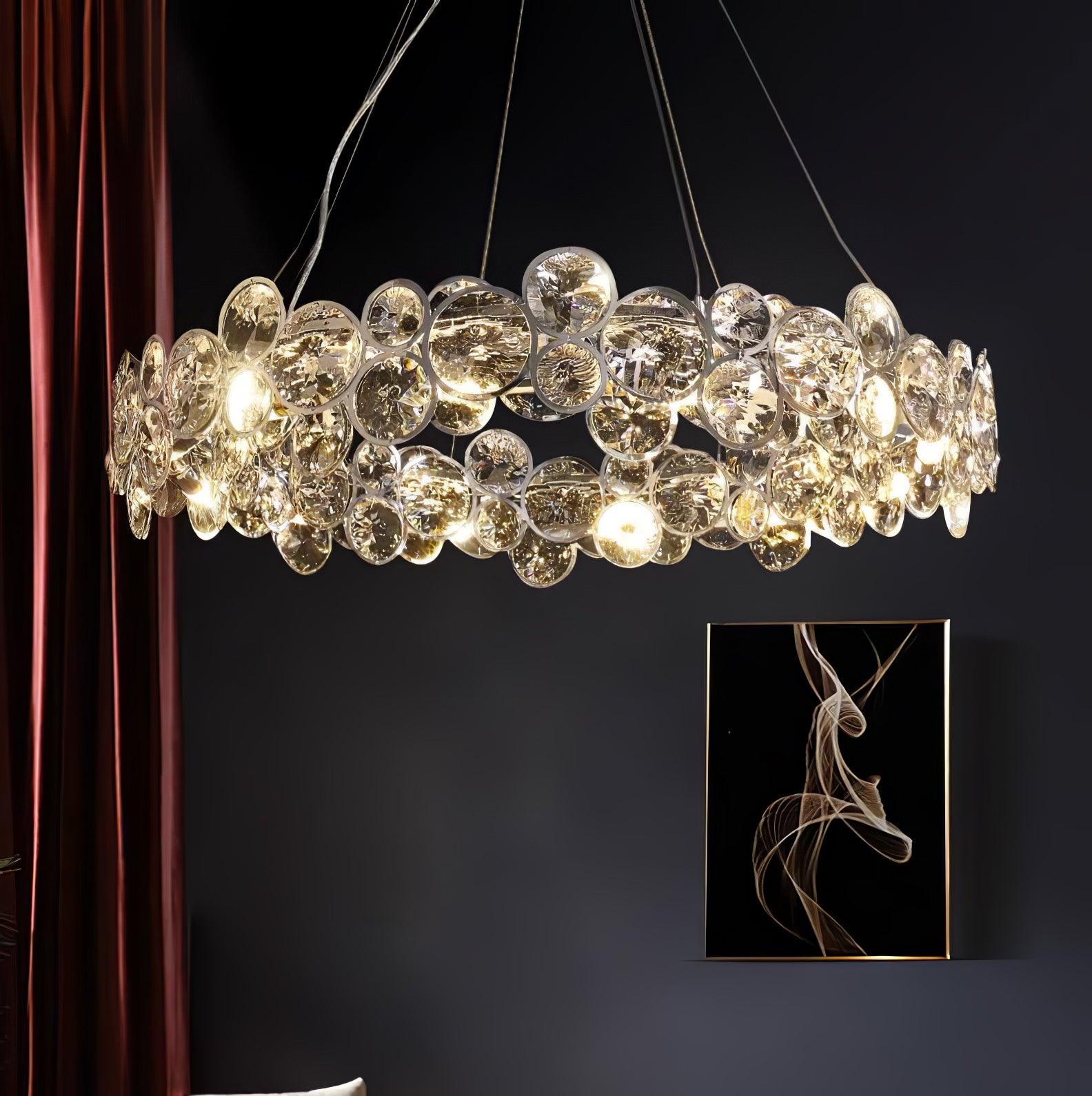 Chrome Round Crystal Chandelier - Lamp Outdoor