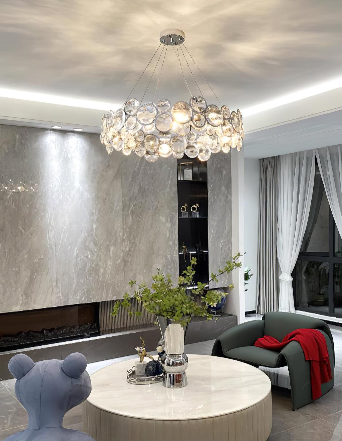 Chrome Round Crystal Chandelier - Lamp Outdoor