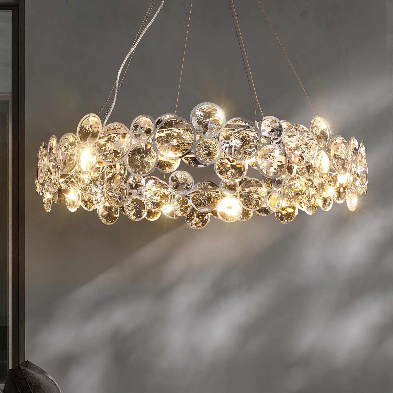 Chrome Round Crystal Chandelier - Lamp Outdoor