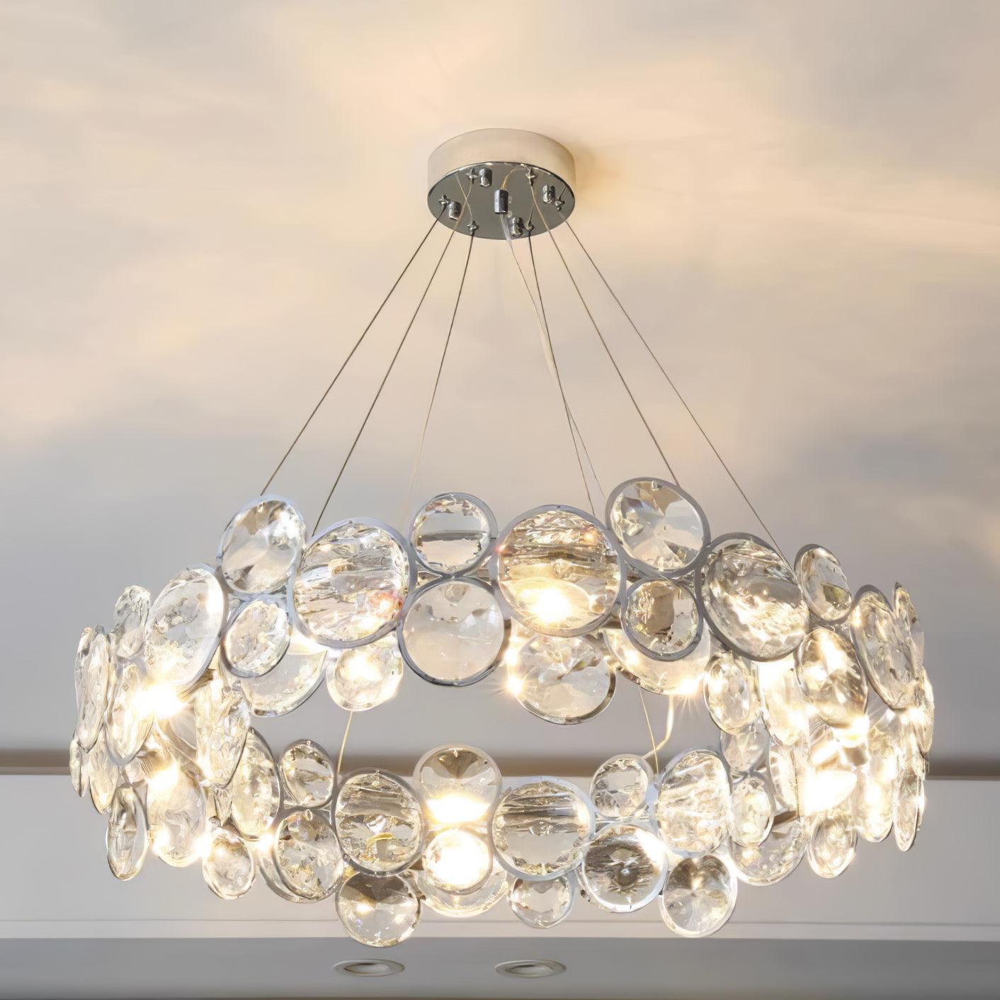 Chrome Round Crystal Chandelier - Lamp Outdoor