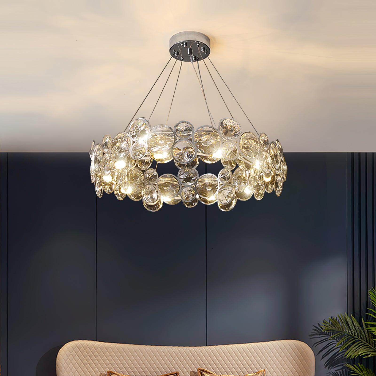 Chrome Round Crystal Chandelier - Lamp Outdoor