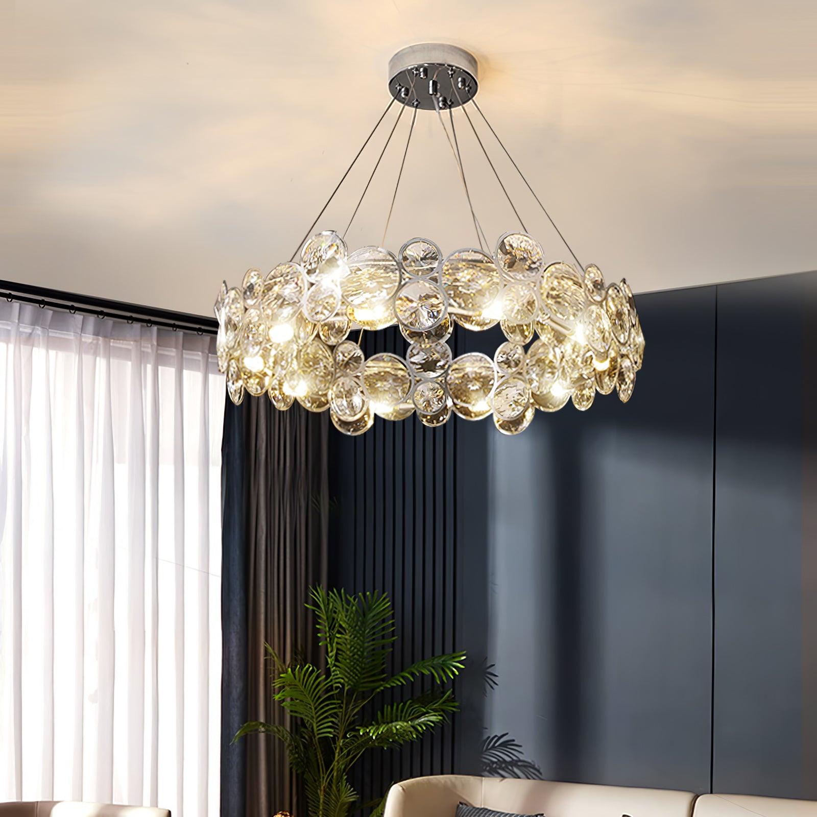 Chrome Round Crystal Chandelier - Lamp Outdoor