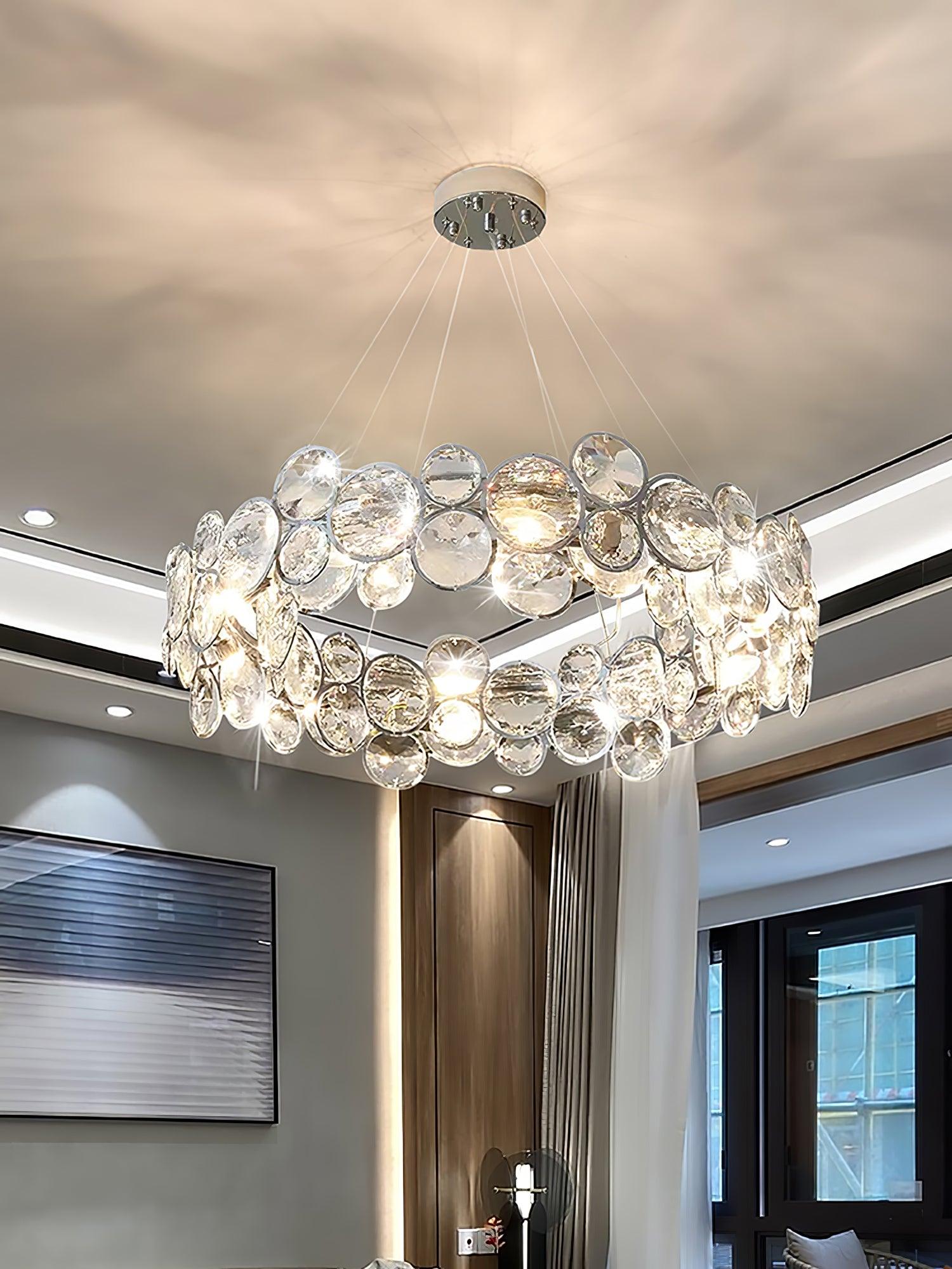 Chrome Round Crystal Chandelier - Lamp Outdoor
