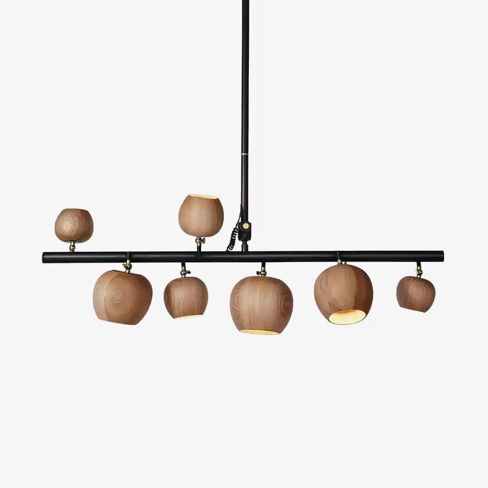 Avelira Rustic Wood Globe Linear Pendant Light - Lamp Outdoor