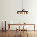 Avelira Rustic Wood Globe Linear Pendant Light - Lamp Outdoor