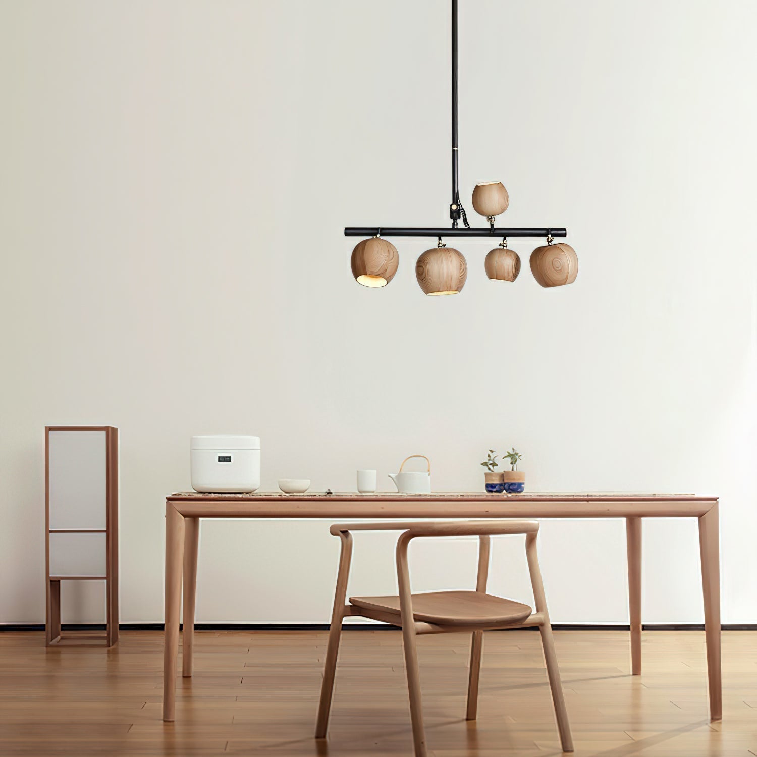 Avelira Rustic Wood Globe Linear Pendant Light - Lamp Outdoor