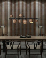 Avelira Rustic Wood Globe Linear Pendant Light - Lamp Outdoor