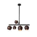 Avelira Rustic Wood Globe Linear Pendant Light - Lamp Outdoor