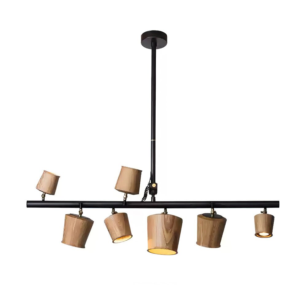 Avelira Rustic Wood Globe Linear Pendant Light - Lamp Outdoor