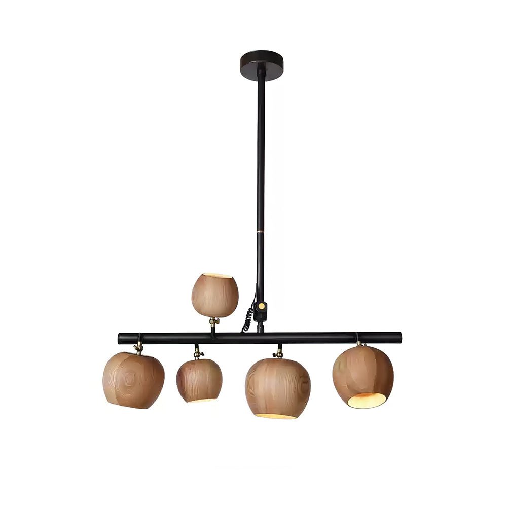 Avelira Rustic Wood Globe Linear Pendant Light - Lamp Outdoor
