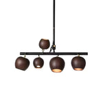 Avelira Rustic Wood Globe Linear Pendant Light - Lamp Outdoor