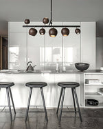 Avelira Rustic Wood Globe Linear Pendant Light - Lamp Outdoor