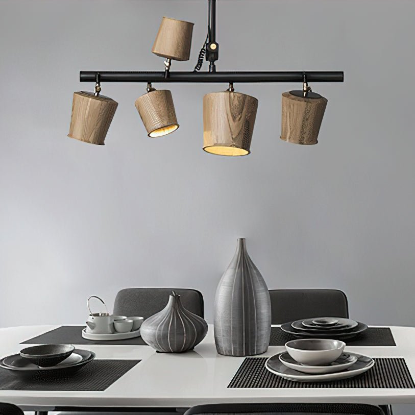 Avelira Rustic Wood Globe Linear Pendant Light - Lamp Outdoor
