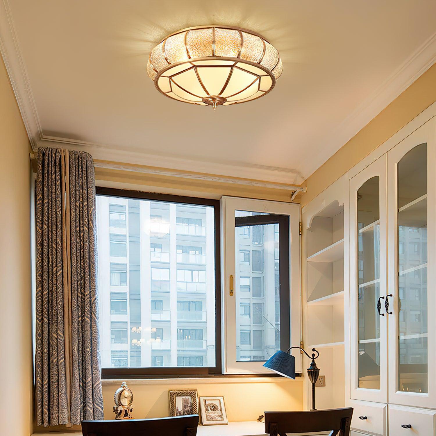 Colonial Glass Drum Ceiling Light - Lamp Outdoor