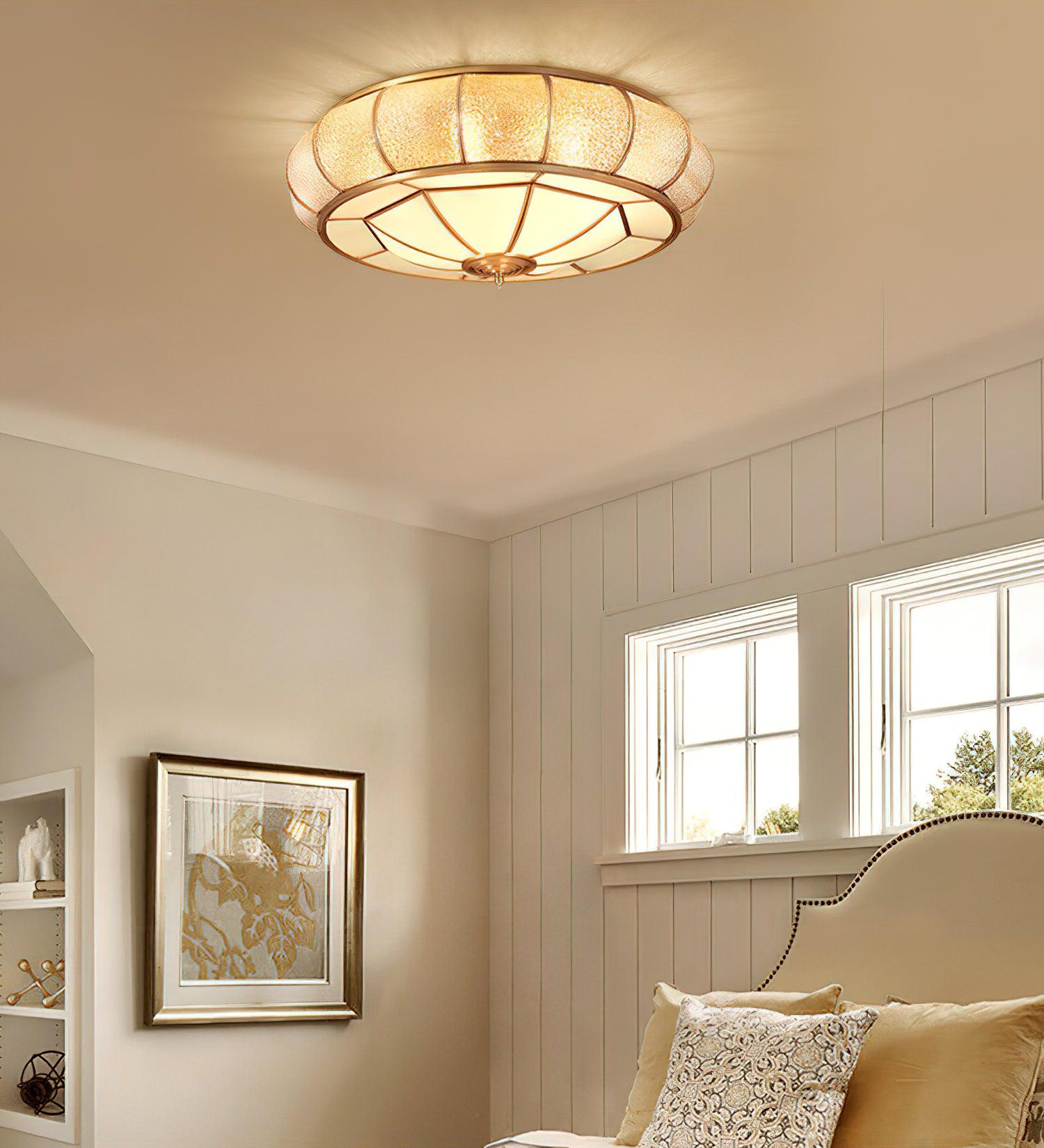Colonial Glass Drum Ceiling Light - Lamp Outdoor
