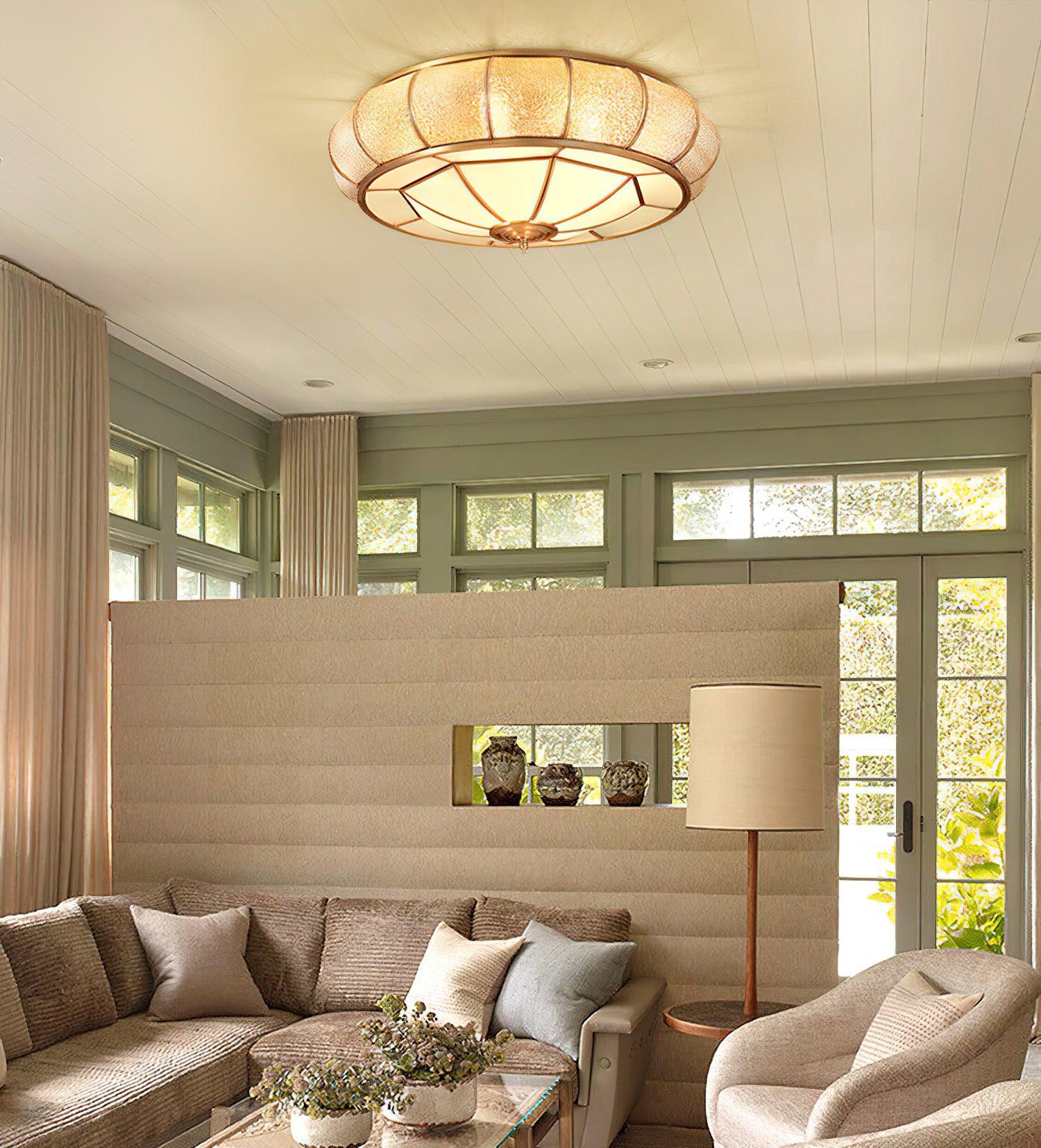 Colonial Glass Drum Ceiling Light - Lamp Outdoor