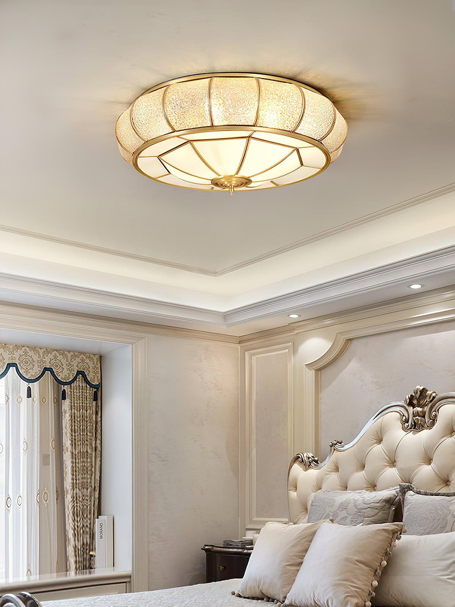 Colonial Glass Drum Ceiling Light - Lamp Outdoor
