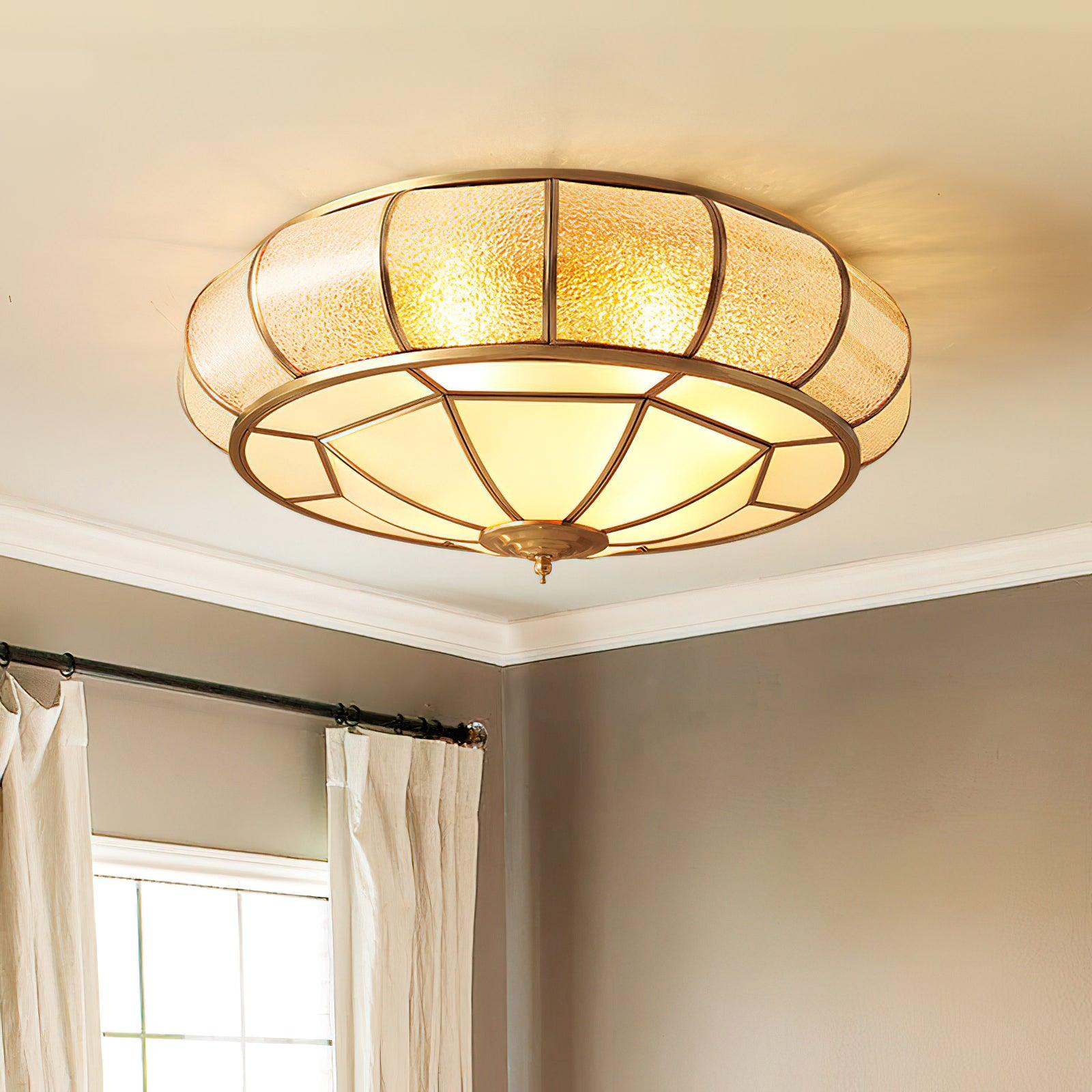 Colonial Glass Drum Ceiling Light - Lamp Outdoor
