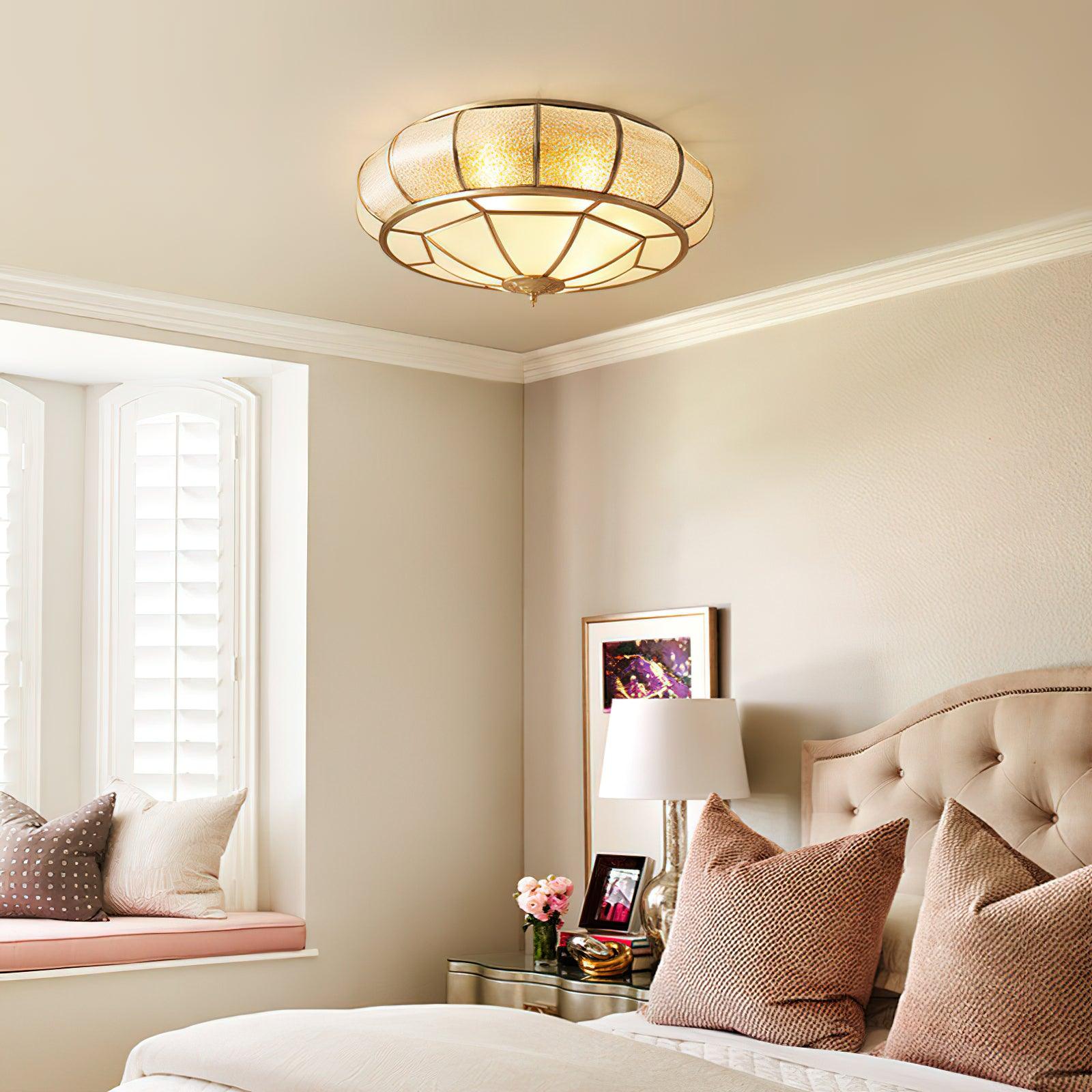 Colonial Glass Drum Ceiling Light - Lamp Outdoor
