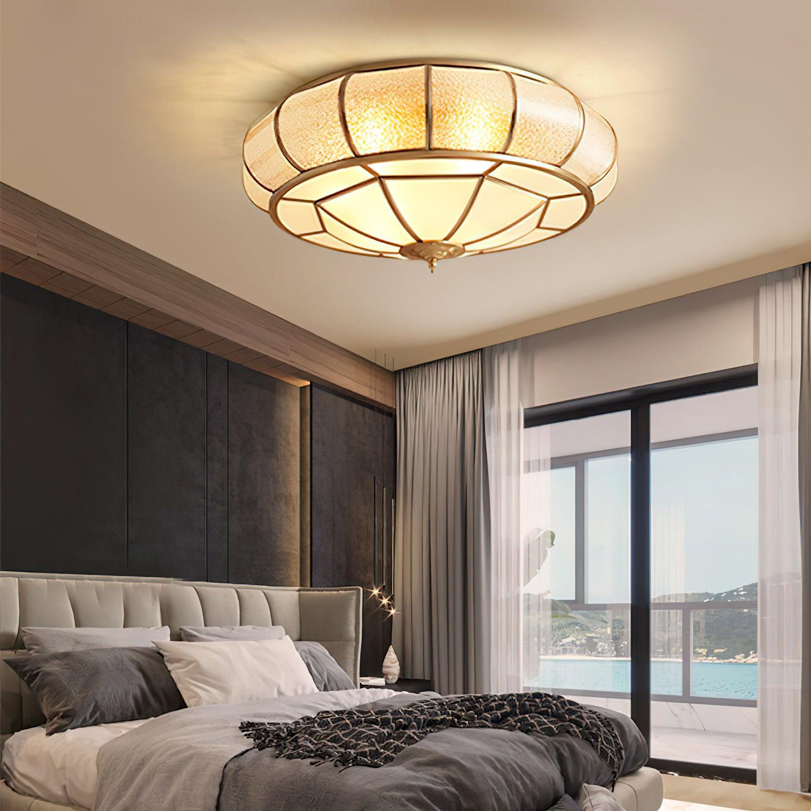 Colonial Glass Drum Ceiling Light - Lamp Outdoor