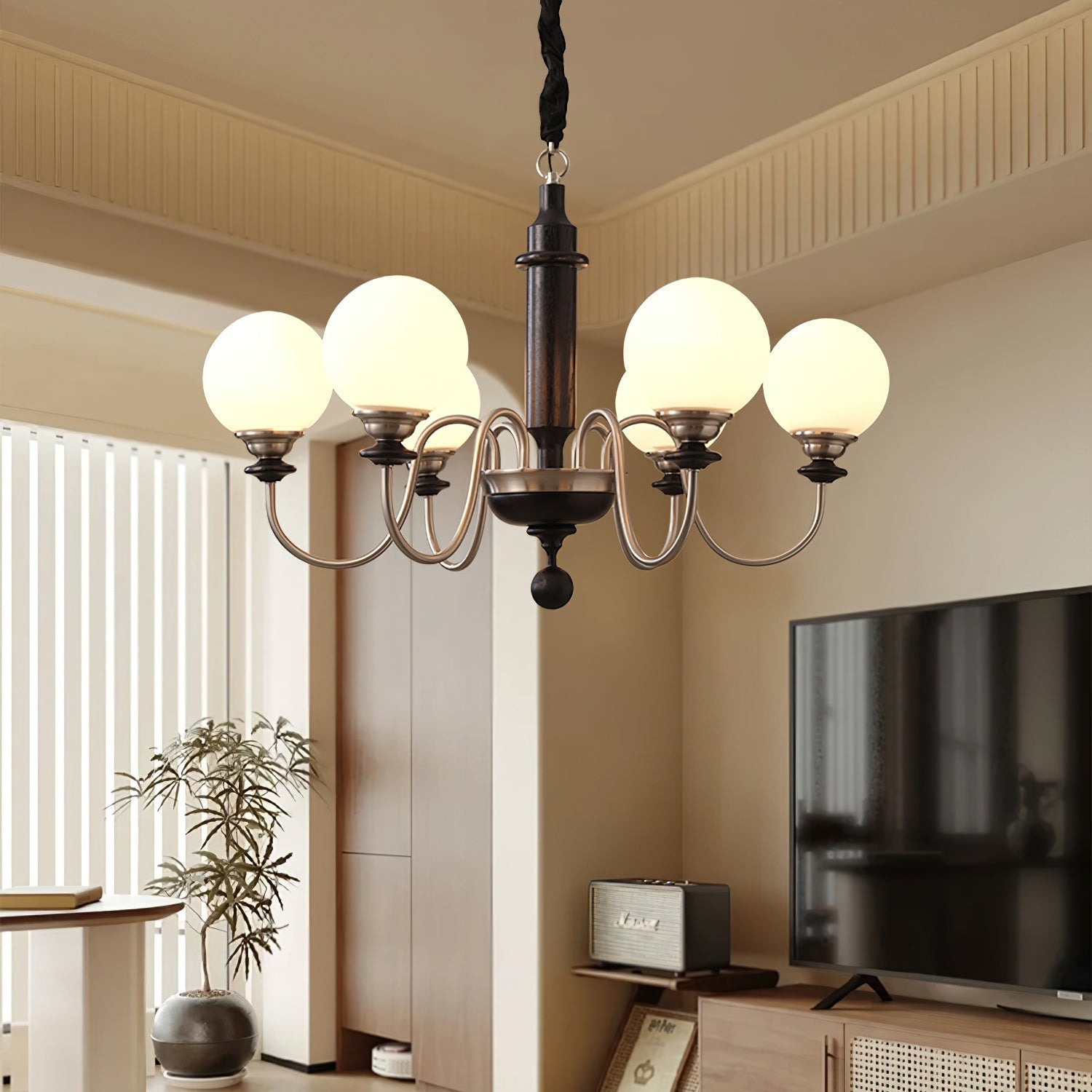 Nyvinia Vintage Brass Glass Chandelier - Lamp Outdoor