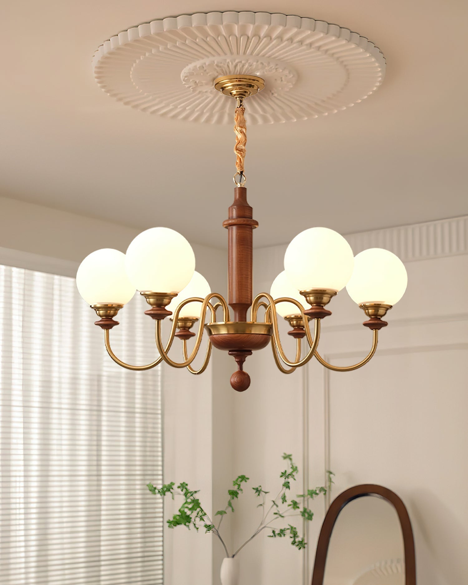 Nyvinia Vintage Brass Glass Chandelier - Lamp Outdoor