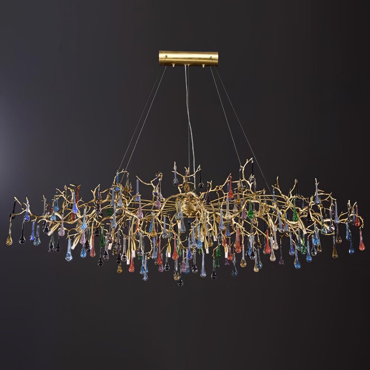 Sytheir Colorful Raindrop Branch Brass Crystal Chandelier - Lamp Outdoor