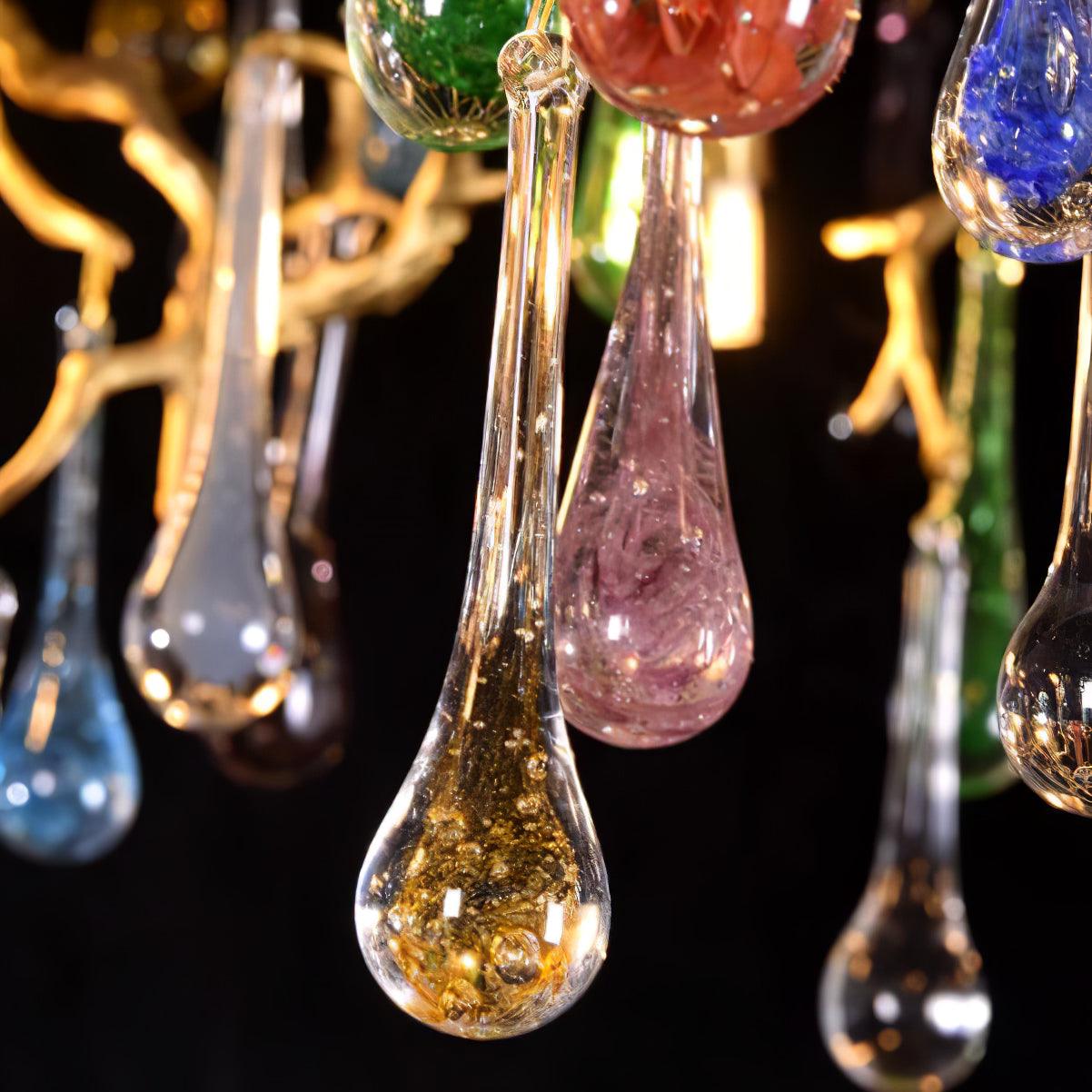 Sytheir Colorful Raindrop Branch Brass Crystal Chandelier - Lamp Outdoor