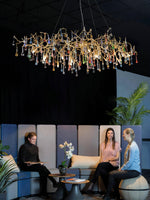 Sytheir Colorful Raindrop Branch Brass Crystal Chandelier - Lamp Outdoor