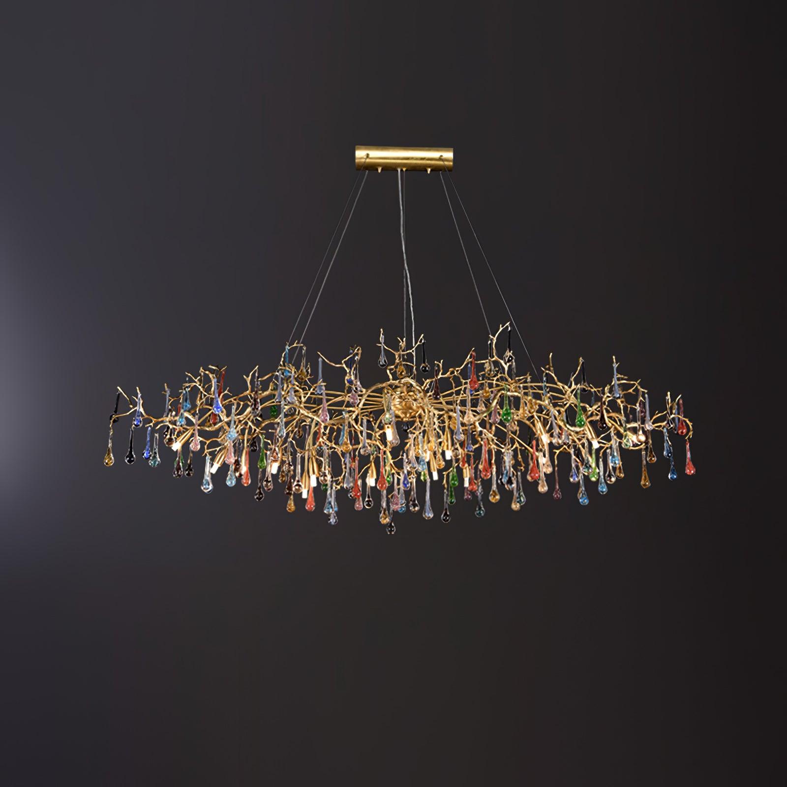Sytheir Colorful Raindrop Branch Brass Crystal Chandelier - Lamp Outdoor