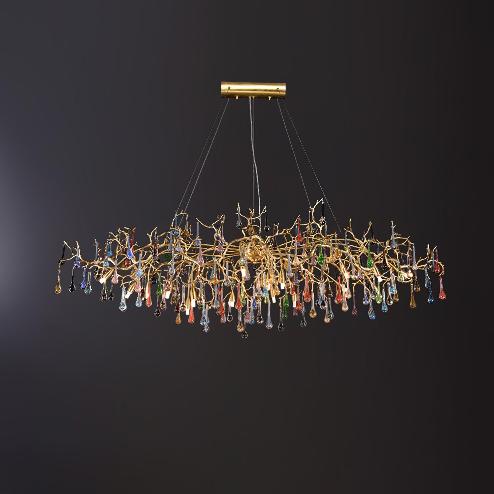 Sytheir Colorful Raindrop Branch Brass Crystal Chandelier - Lamp Outdoor