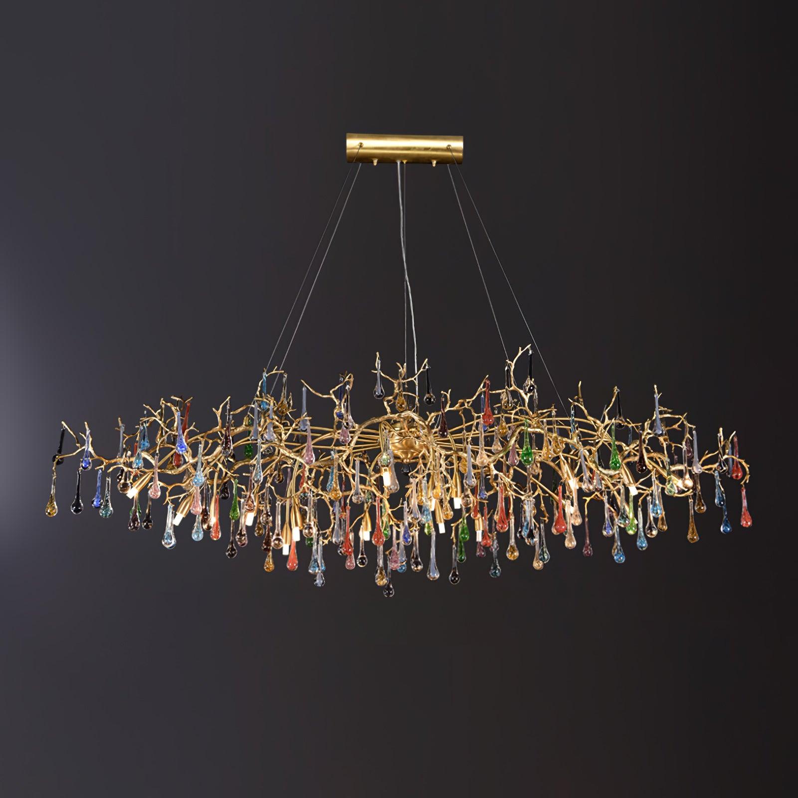 Sytheir Colorful Raindrop Branch Brass Crystal Chandelier - Lamp Outdoor