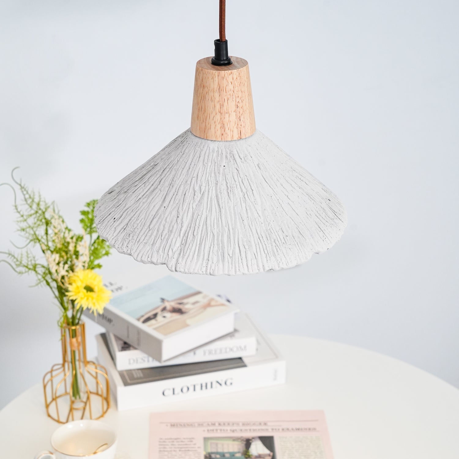 Concrete Pleated Pendant Lamp - Lamp Outdoor