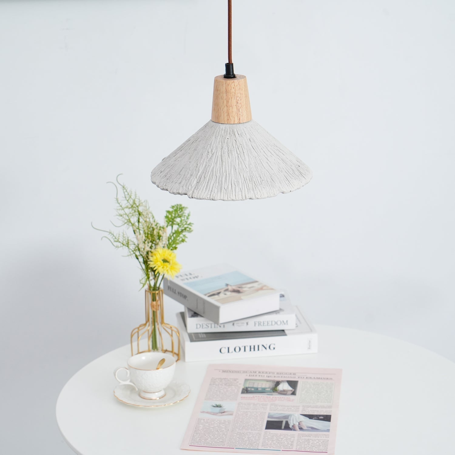 Concrete Pleated Pendant Lamp - Lamp Outdoor