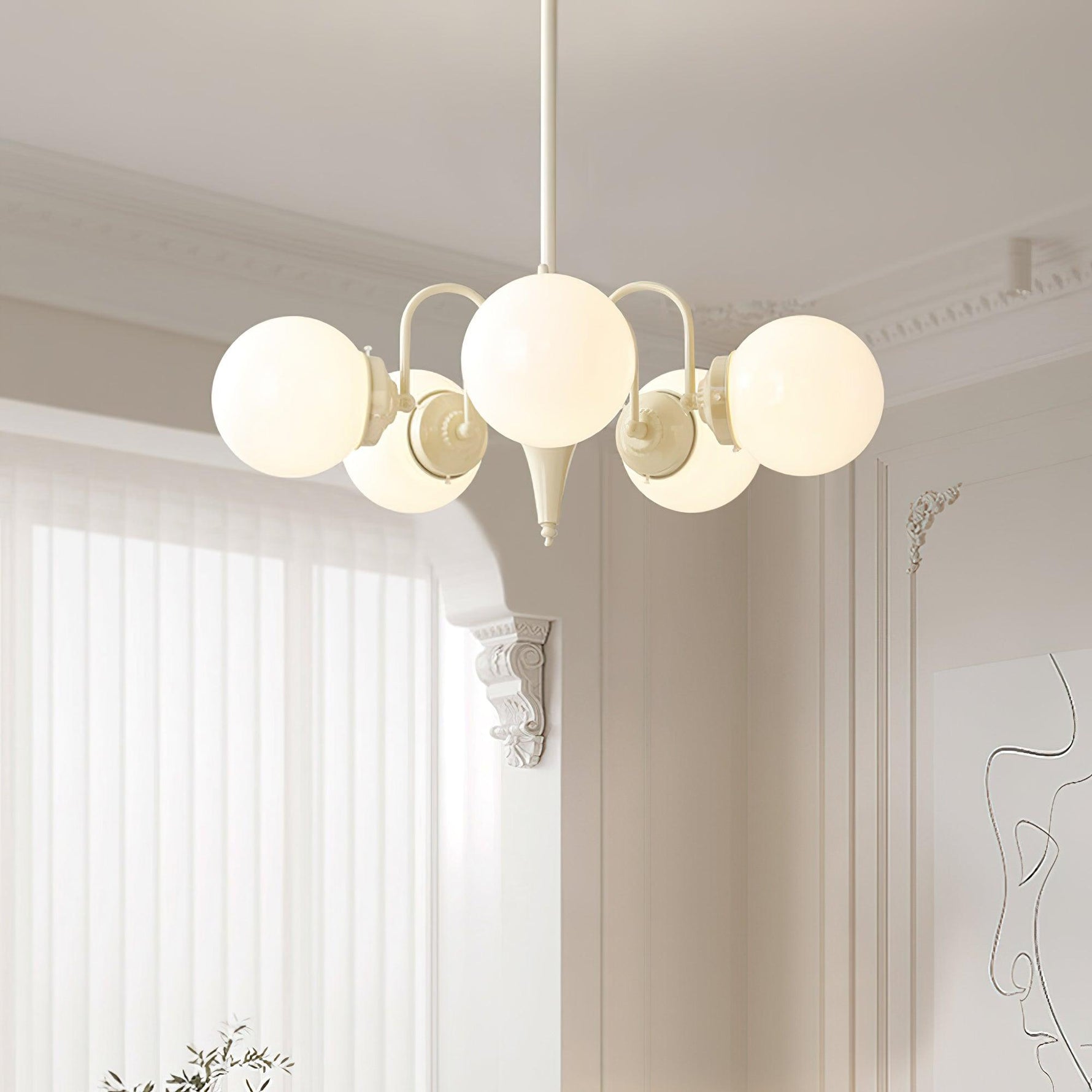 Lustra Chandelier Globe Cream Modern - Lamp Outdoor