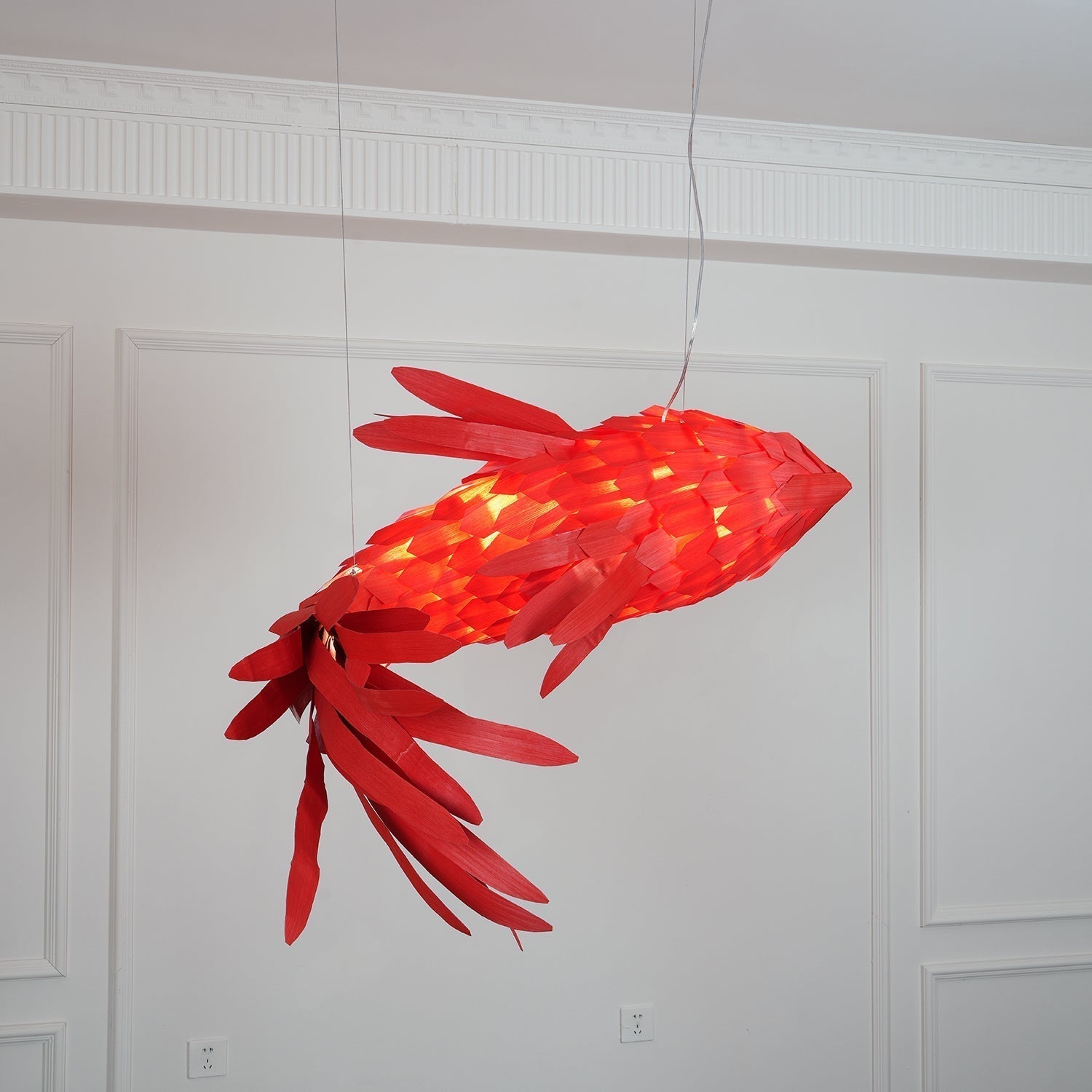 Vamararae Crimson Swirl Koi Pendant Light - Lamp Outdoor