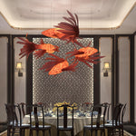 Vamararae Crimson Swirl Koi Pendant Light - Lamp Outdoor