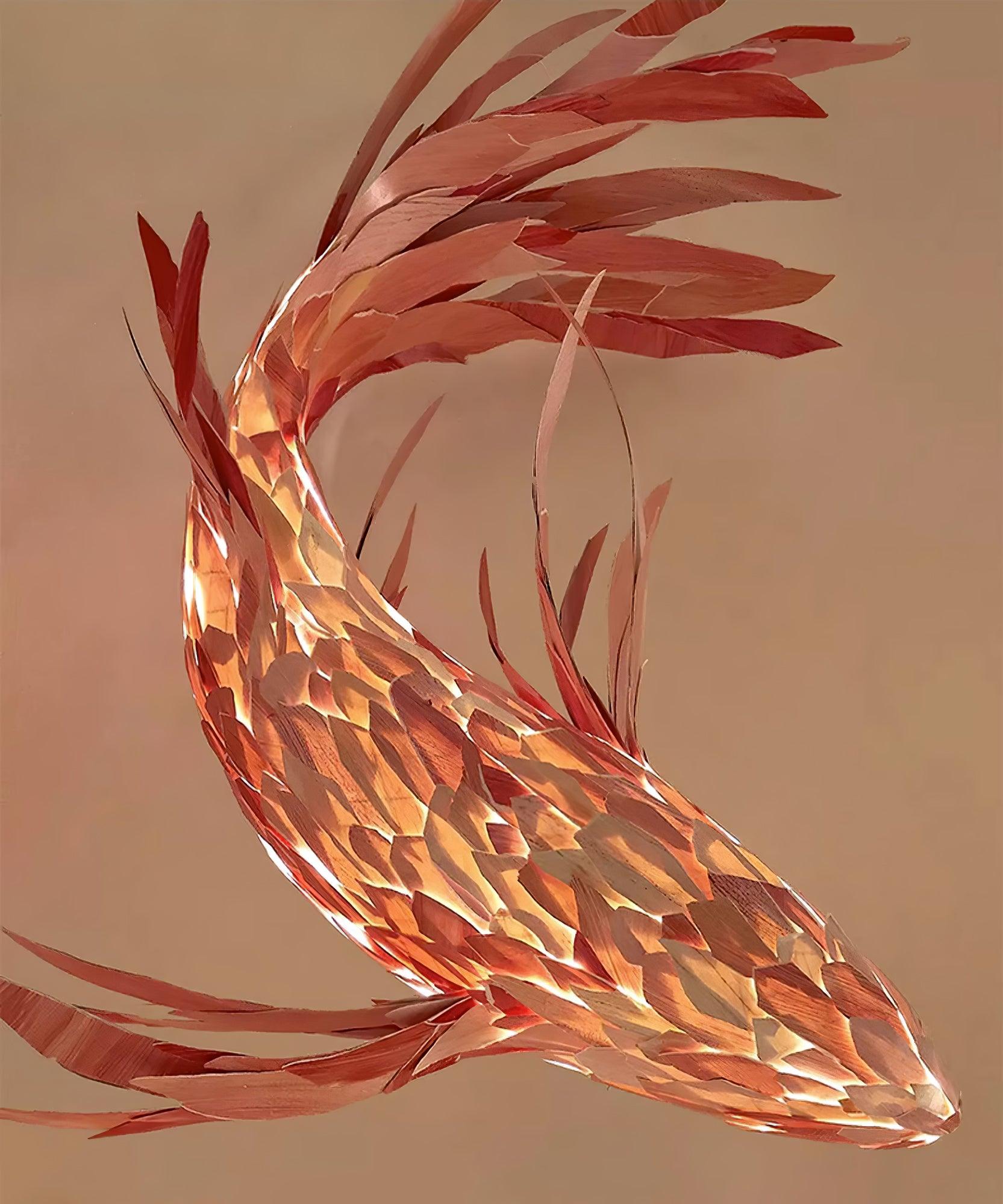 Vamararae Crimson Swirl Koi Pendant Light - Lamp Outdoor