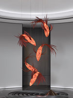 Vamararae Crimson Swirl Koi Pendant Light - Lamp Outdoor
