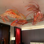 Vamararae Crimson Swirl Koi Pendant Light - Lamp Outdoor