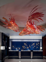 Vamararae Crimson Swirl Koi Pendant Light - Lamp Outdoor