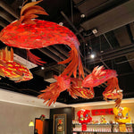 Vamararae Crimson Swirl Koi Pendant Light - Lamp Outdoor