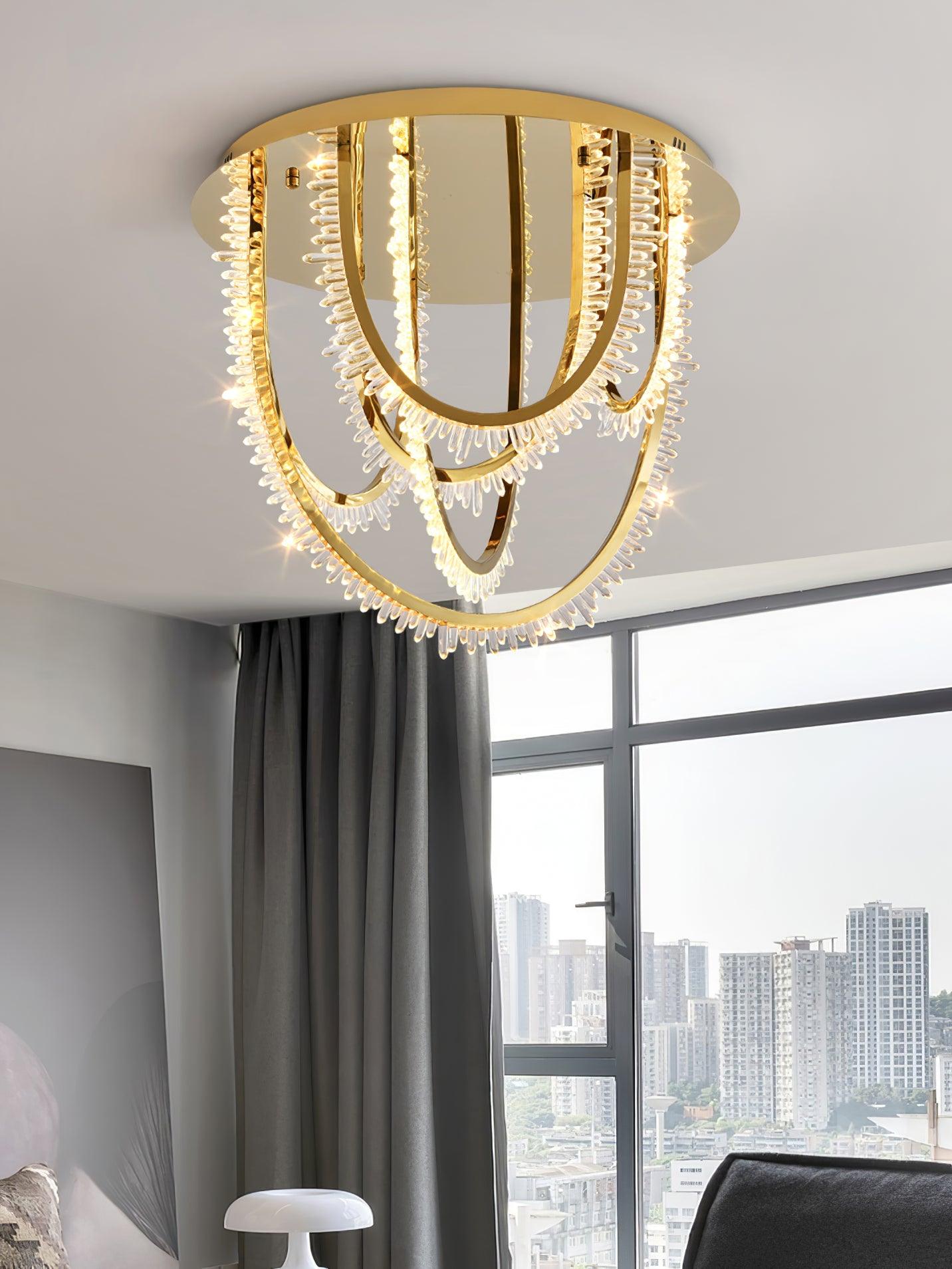 Crystal Individual Creativity Corde Metal Crystal Ceiling Light - Lamp Outdoor