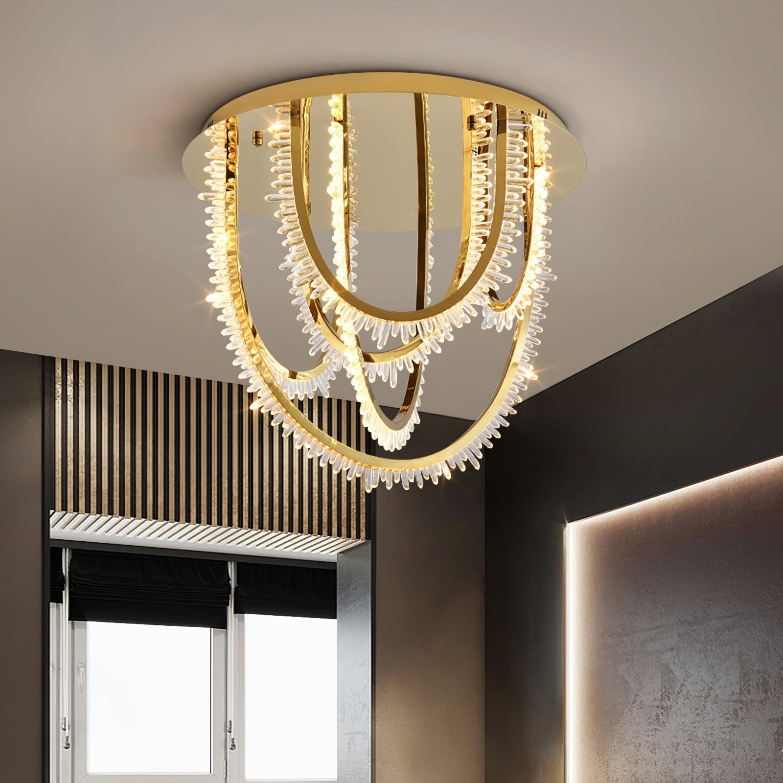 Crystal Individual Creativity Corde Metal Crystal Ceiling Light - Lamp Outdoor