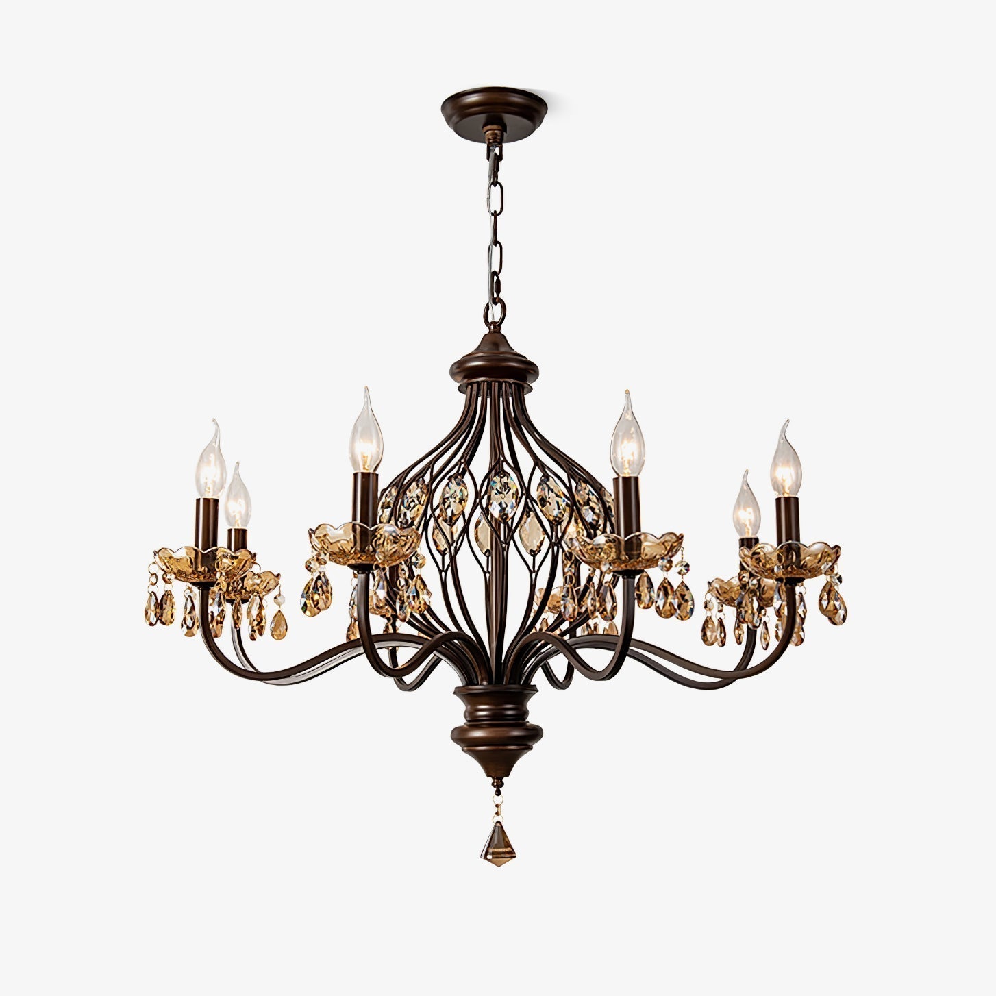 Enorel Vintage Bronze Crystal Chandelier - Lamp Outdoor
