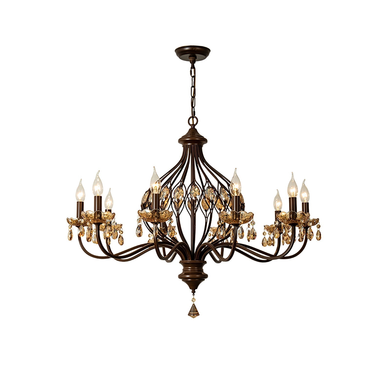 Enorel Vintage Bronze Crystal Chandelier - Lamp Outdoor