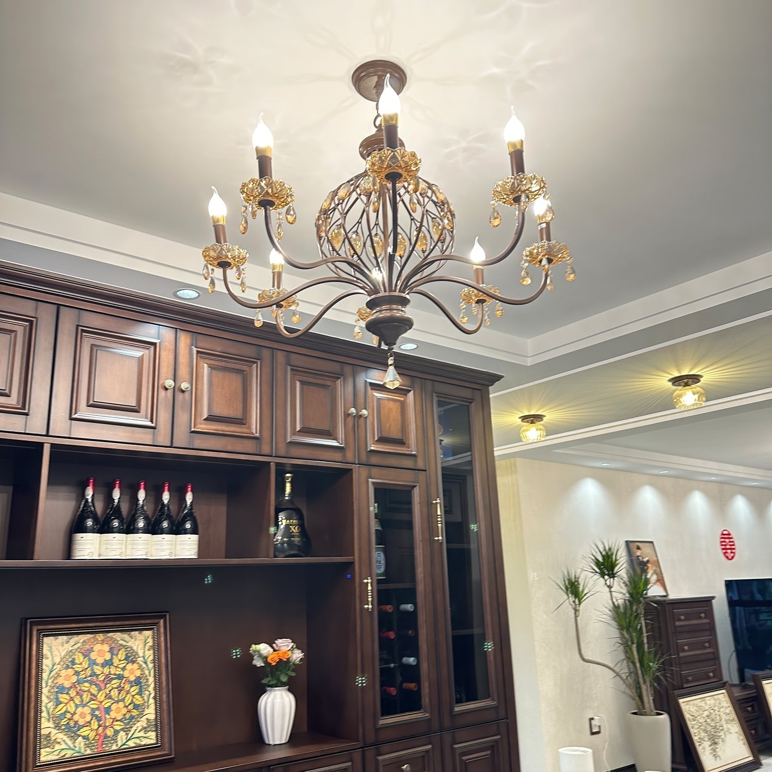 Enorel Vintage Bronze Crystal Chandelier - Lamp Outdoor