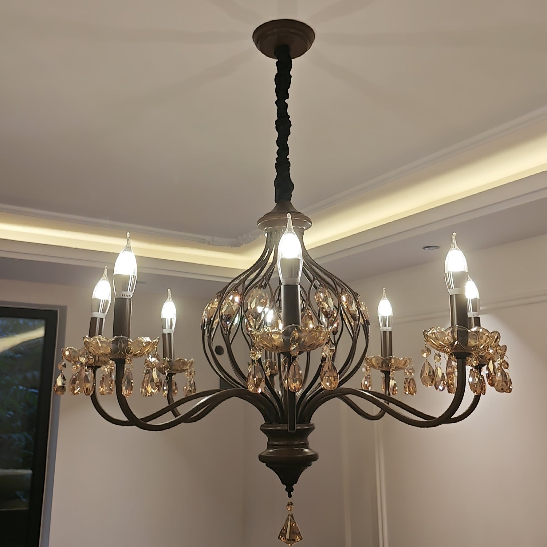 Enorel Vintage Bronze Crystal Chandelier - Lamp Outdoor